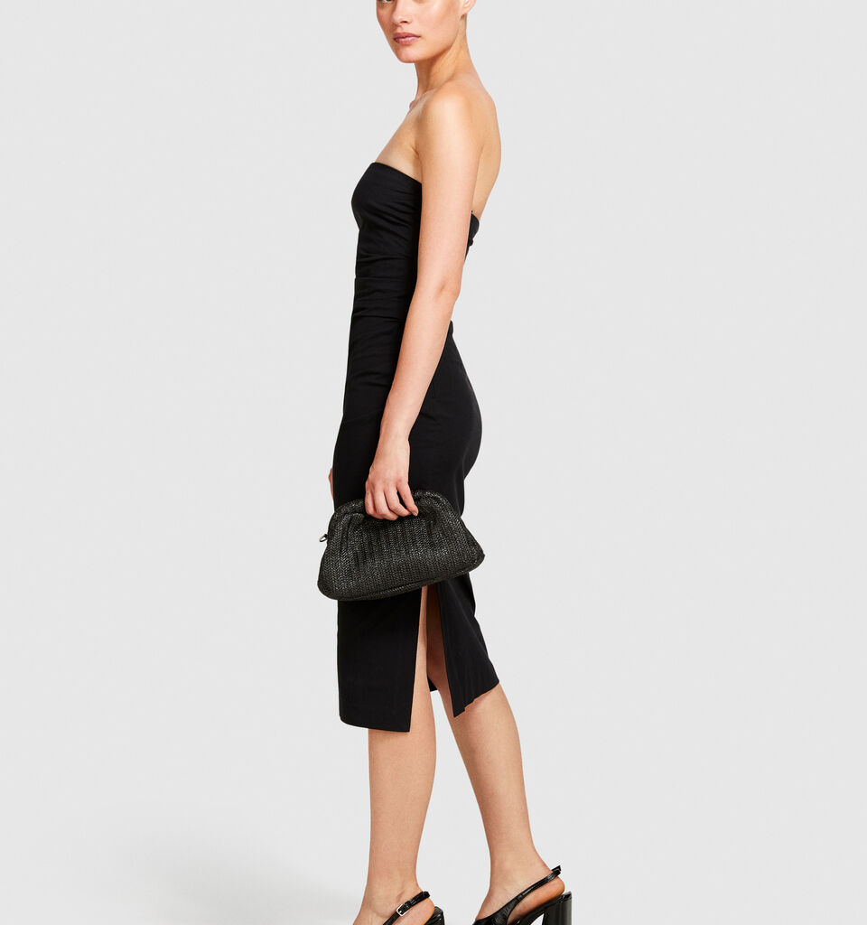 Slim fit dress with rouching - women's midi dresses - Black | Sisley image number 2